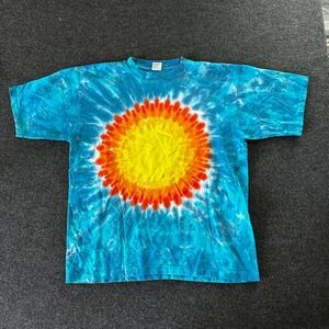 Vintage Sundog Tie Dye Sunburst T-Shirt XL Blue Sun Graphic Single Stitch USA
